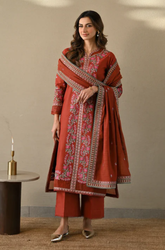 Binilyas - Winter 3PC Dhanak Embroidered Suit - SS0511